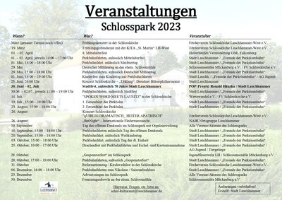 Foto zur Meldung: Veranstaltungen 2023 im Schlosspark Lauchhammer