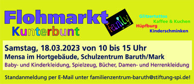 Flohmarkt Kunterbunt am 18.03.2023, von 10:00 bis 15:00 Uhr (Bild vergrößern)