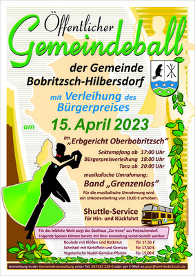 Foto zur Meldung: Gemeindeball am 15.04.2023 im Erbgericht Oberbobritzsch