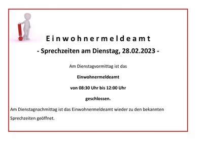 Einwohnermeldeamt - Änderung Sprechzeiten (Bild vergr&ouml;&szlig;ern)