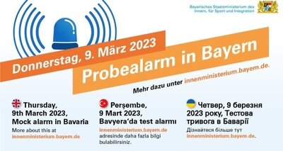 Probealarm in Bayern am 9. März 2023 gegen 11 Uhr - Sirenen- und Lautsprecherwarnung (Bild vergrößern)