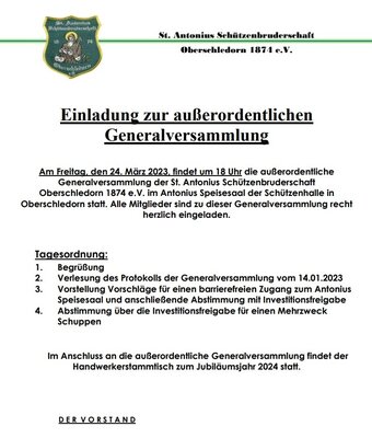 Vorschaubild der Meldung: Einladung zur außerordentlichen Generalversammlung.pdf