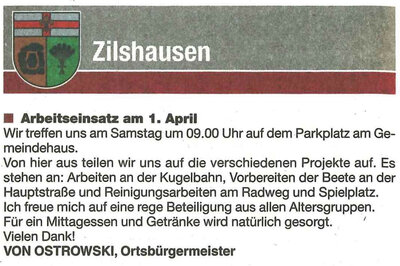 Umweltschutz- und Aufräumtag Zilshausen
