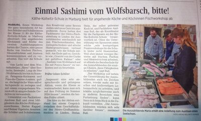 Meldung: Oberhessische Presse vom 05.04.2023 - Einmal Sashimi vom Wolfsbarsch, bitte!