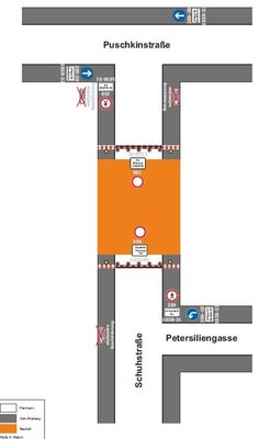 Abbildung aus dem Verkehrszeichenplan | Vollsperrung Schuhstraße