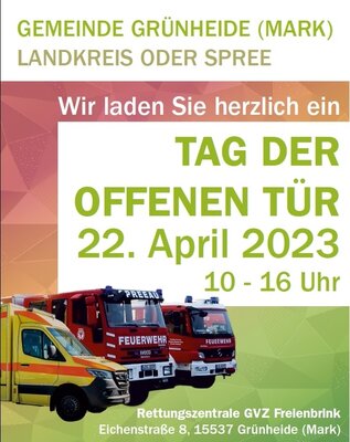 Plakat Tag der offenen Tür Rettungszentrale Grünheide (Mark) (Bild vergrößern)