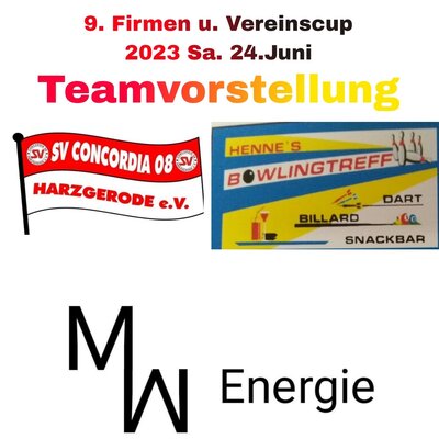Foto zur Meldung: 9.Firmen- u. Vereinscup 2023 - Teamvorstellung  / Henne's Bowlingtreff / MW Energie