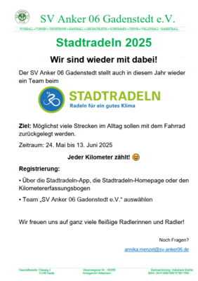 Meldung: Stadtradeln - wir sind wieder dabei!