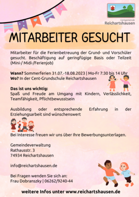 Mitarbeiter Ferienbetreuung gesucht (Bild vergrößern)