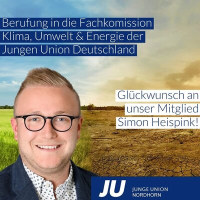Meldung: Berufung von Simon Heispink in Fachkommission der Bundes JU