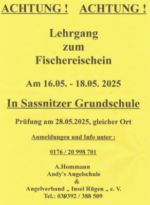 16.05.2025 - 18.05.2025 Lehrgang zum Fischereischein (Bild vergrößern)