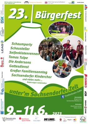 Plakat zum 23.Bürgerfest unter'm Sachsendorfer Zelt