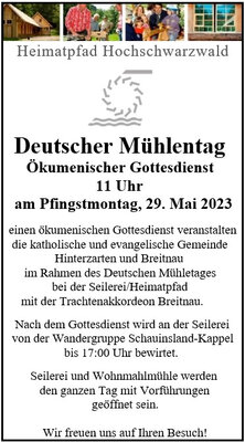 Mühlentag am Pfingstmontag, 29. Mai 2023
