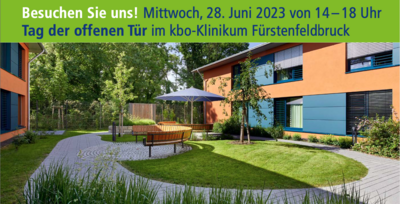 Einladung zum Tag der offenen Tür der kbo-Klinik Fürstenfeldbruck am 28. Juni ab 14.00 Uhr (Bild vergrößern)