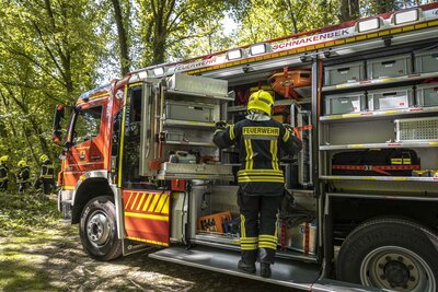 Foto zur Meldung: Großübung der 1. Brandschutzbereitschaft und der Drohnengruppe Foto zur Meldung: Großübung der 1. Brandschutzbereitschaft und der Drohnengruppe