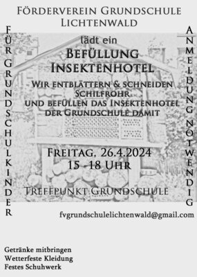 Meldung: Befüllung Insektenhotel