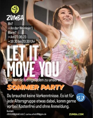 Meldung: Zumba®-Sommer Party am 27. Juni an der Weinkaje / am Maritimen Kompetenzzentrum