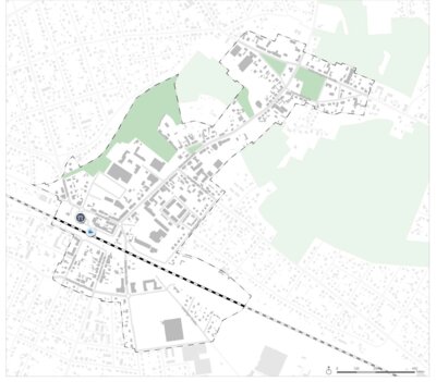 Innenstadtkulisse des Fördermittelprogramms „Zukunftsfähige Innenstädte und Zentren“, Stand Januar 2023, Datengrundlage: ALKIS, ATKIS Basis-DLM @ Land Brandenburg (2015)