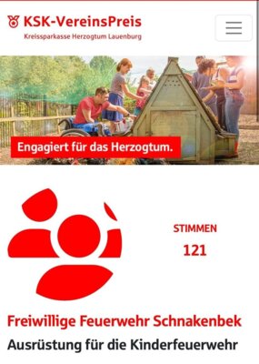 Foto zur Meldung: KSK-Förderung : 121 Stimmen für die Kinderfeuerwehr Foto zur Meldung: KSK-Förderung : 121 Stimmen für die Kinderfeuerwehr