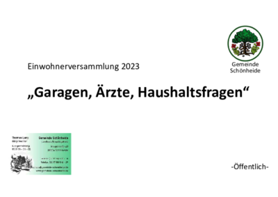 Informationen zur Einwohnerversammlung v. 24.04.2023 (Bild vergrößern)
