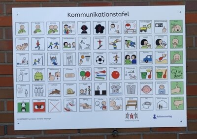 Neue Kommunikationstafel auf dem Schulhof (Bild vergrößern)