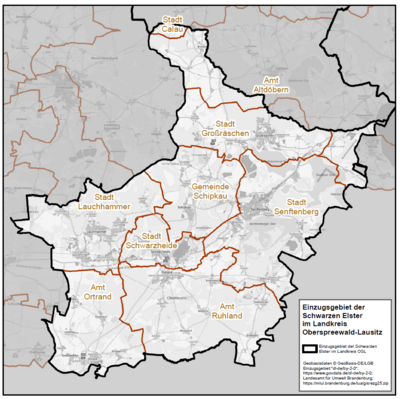 Allgemeinverfügungen zum Verbot der Wasserentnahme aus oberirdischen Gewässern für das Teileinzugsgebiet der Schwarzen Elster (Bild vergrößern)