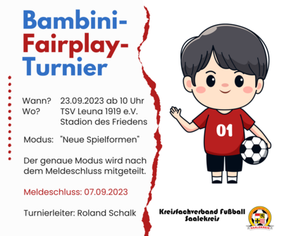 JETZT ANMELDEN! 1. Bambini Fair-Play-Turnier 23/24
