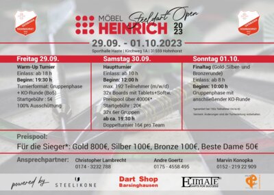 Möbel Heinrich Steel Dart Open 29.09 - 01.10.23
