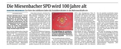 Meldung: Die Miesenbacher SPD wird 100 Jahre alt