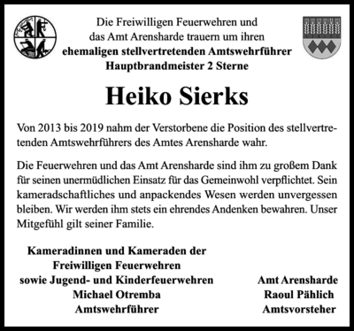 Foto zur Meldung: Ehemaliger stellv. Amtswehrführer Heiko Sierks verstorben