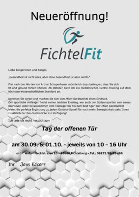 Meldung: Neueröffnung FichtelFit bei Physiotherapiepraxis Eckert in Neubau