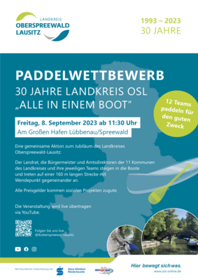 Paddelwettbewerb anlässlich 30 Jahren Landkreis:  Für diese sozialen Projekte treten die Bürgermeister und Amtsdirektoren am Freitag in Lübbenau an (Bild vergrößern)