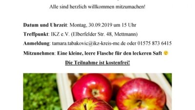 Apfelsaftpressen am Montag (Bild vergrößern)