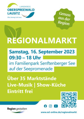 Regionalmarkt des Landkreises Oberspreewald-lausitz lädt am 16. September in den Familienpark nach Großkoschen. (Quelle: Landkreis OSL) (Bild vergrößern)