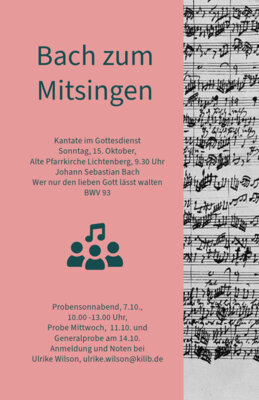 Bach zum Mitsingen Kantate BWV 93, 15.10.