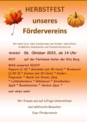 Meldung: Herbstfest des Fördervereins