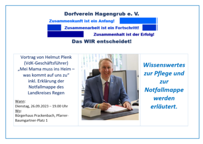 Foto zur Meldung: Vortrag von Helmut Plenk (VdK-Geschäftsführer) am 26.09.2023 um 19 Uhr