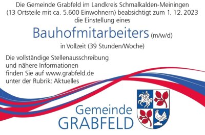 Stellenausschreibung Bauhofmitarbeiter (m/w/d)