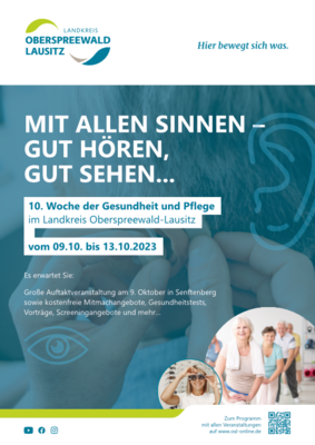 Auftaktveranstaltung der Woche der Gesundheit und Pflege in OSL 2023 am 9. Oktober in Senftenberg: kostenfreie Mitmachangebote, Gesundheitstests, Vorträge und mehr (Bild vergrößern)