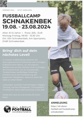 Fußballcamp auch 2024 wieder in Schnakenbek (Bild vergrößern)