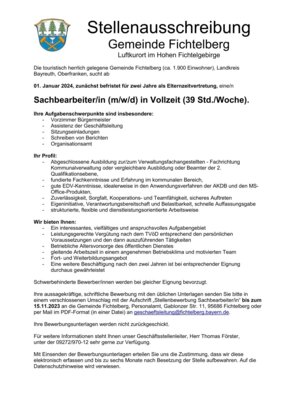 Stellenausschreibung Sachbearbeiter Vorzimmer (m/w/d)