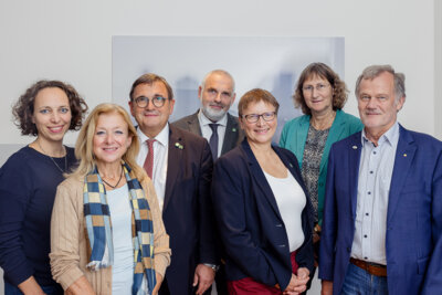 Foto des neuen BTK-Präsidiums (v.l.n.r.): Dr. Bärsch, Dr. Rossi-Broy, Prof. Kramer, Dr. Vogel, Dr. Stampa, Dr. Bothmann und Dr. Moder, © MIKA-fotografie | Berlin