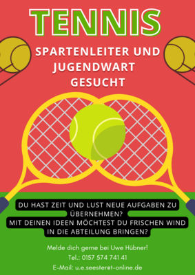 Meldung: Spartenleiter und Jugendwart für unsere Tennisabteilung gesucht!