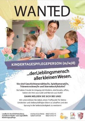 Kindertagespflegepersonen im Landkreis Hersfeld-Rotenburg gesucht (Bild vergrößern)