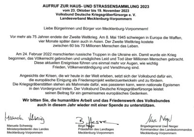 Aufruf zur Haus - und Straßensammlung 2023 (Bild vergrößern)