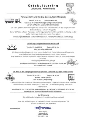 Programm Ortskulturring Joldelund-Kolkerheide