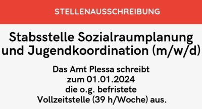 Stellenausschreibung - Stabsstelle für Sozialraumplanung und Jugendkoordination (m/w/d) (Bild vergr&ouml;&szlig;ern)