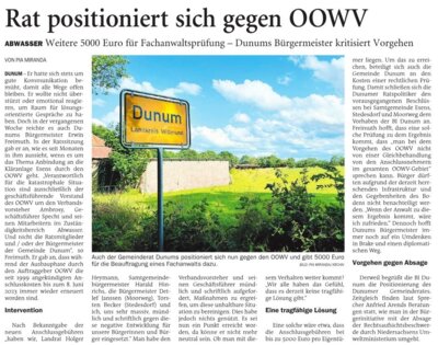 19.10.2023 Rat Dunum positioniert sich gegen OOWV (Bild vergr&ouml;&szlig;ern)
