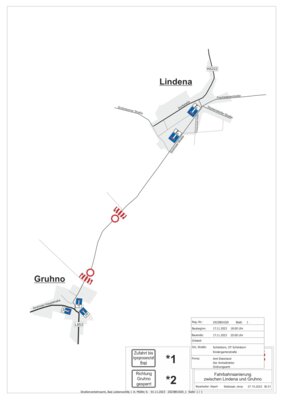 Vollsperrung zwischen Lindena und Gruhno vom 13.11.2023 bis 17.11.2023