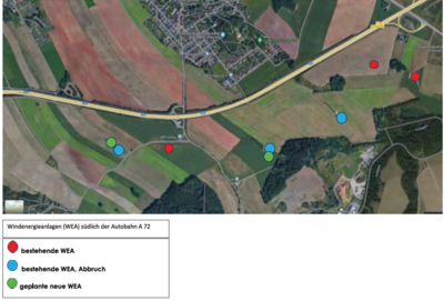 Lageplan Windenergieanlagen (Bild vergrößern)